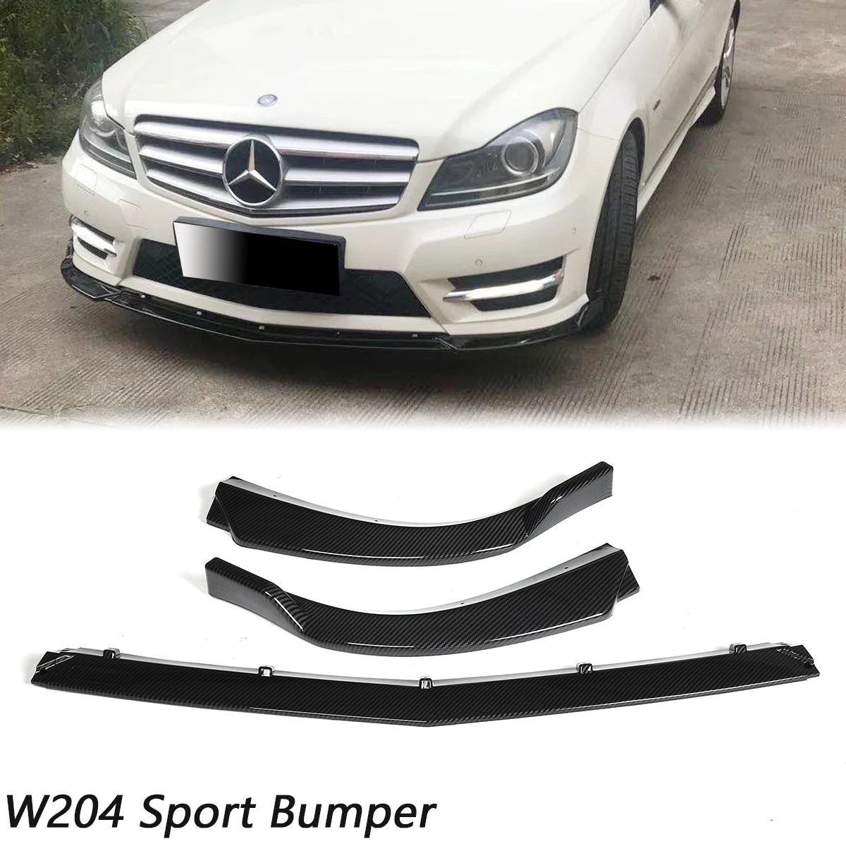 Front Bumper Lip Side Splitter Spoiler Guards For Mercedes Benz C CLASS W204 C180 C200 C220 C250 C300 2011-2014 Car Accessories