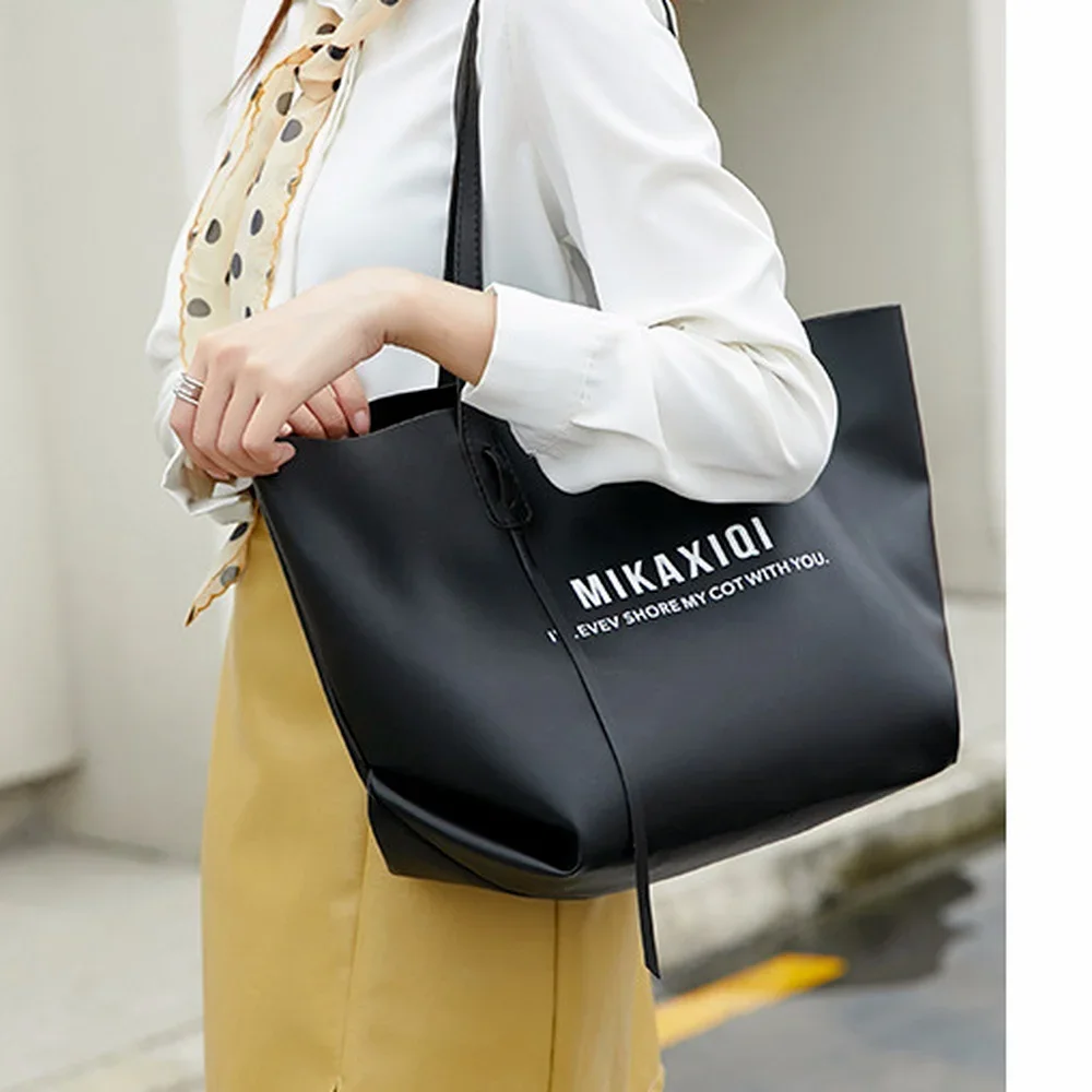 

1pc New Style Big Capacity Pu Shoulder Bag for Women Handbag Shopping Bag