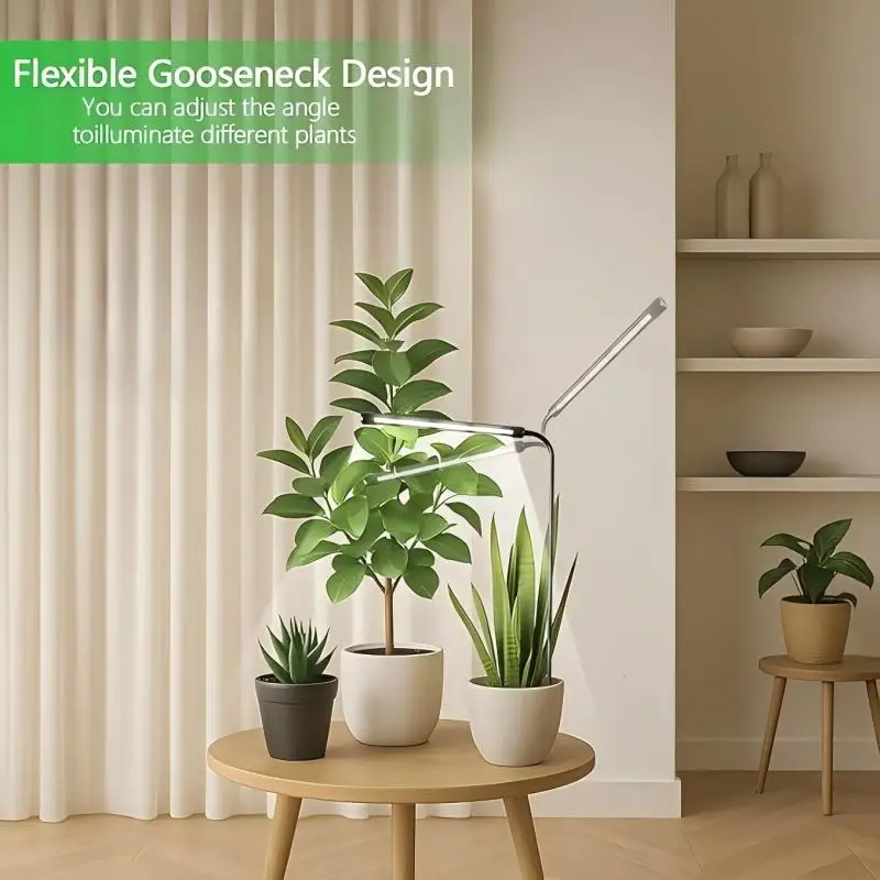 مصباح LED كامل الطيف 2025 للنباتات، قابل لضبط الارتفاع، عنق الإوزة المرن 360° (10 واط) - للنباتات والخضروات الداخلية #2
