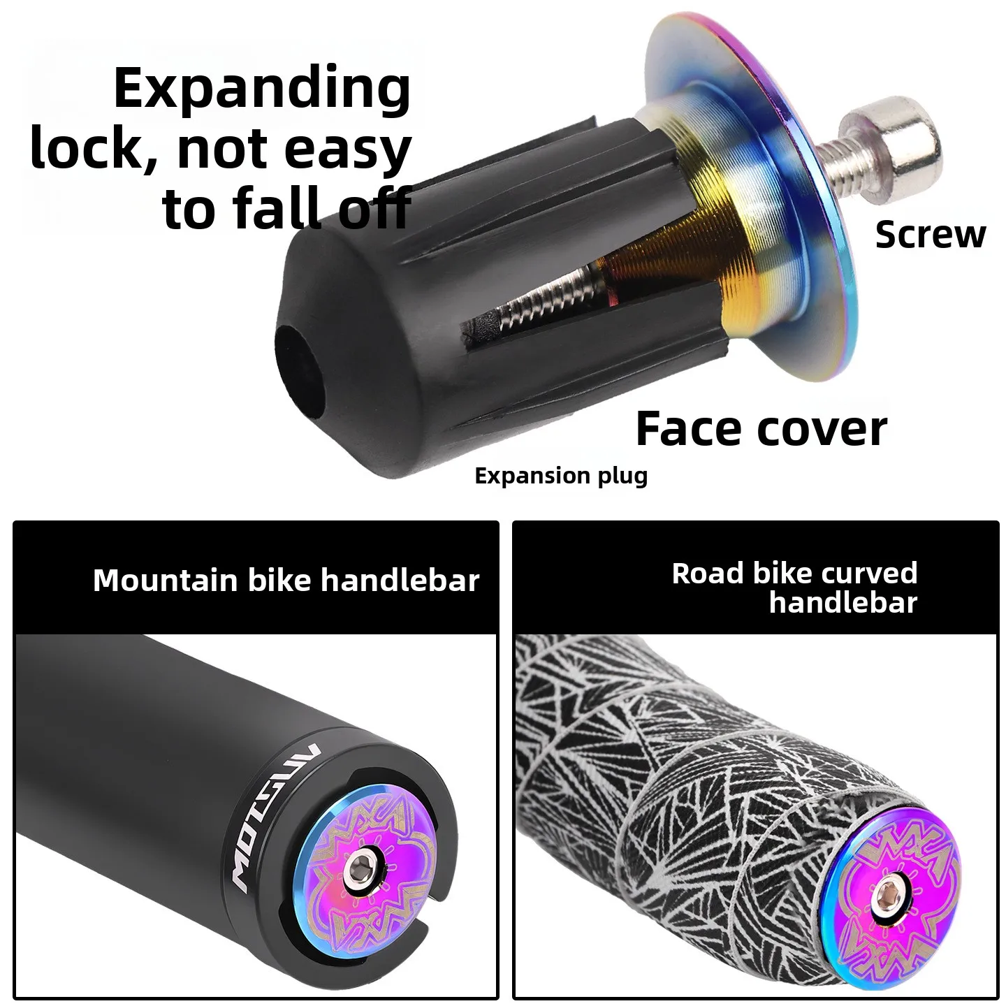 Manillar de bicicleta de carretera, manillares de codo, bloqueo de expansión de aleación de aluminio, manillares de montaña, tapones, accesorios de cubierta de enchufe