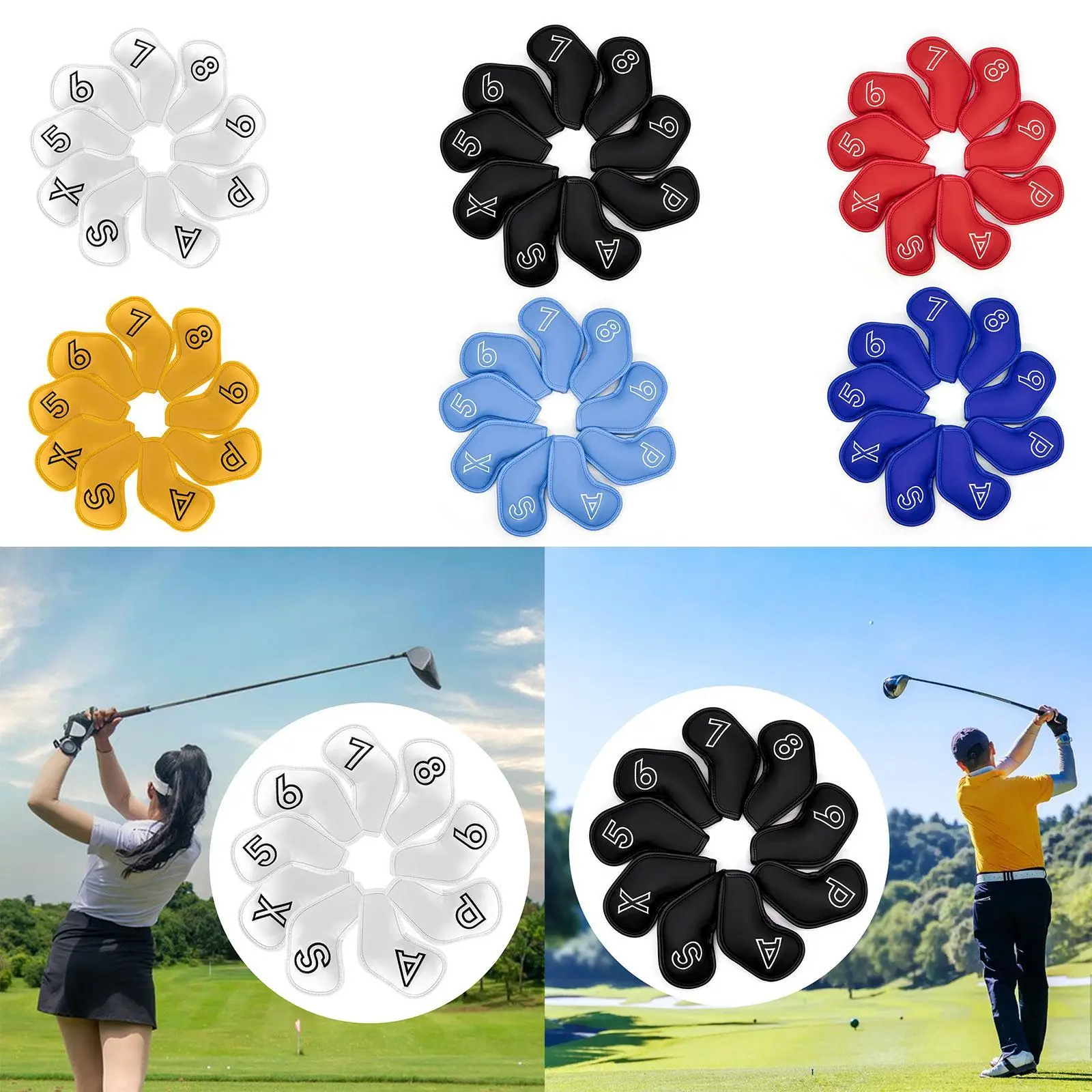 9 Pieces Golf Club Headcovers Anti Scratch Wear Resistant Golfer Equipment Protective Sleeve Accessories Golf Club Protector