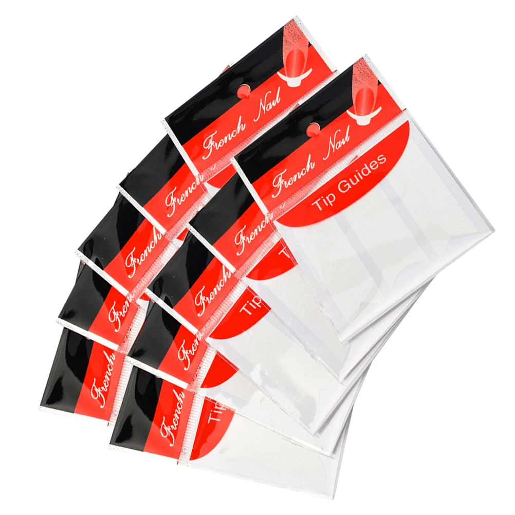 10枚入りフレンチチップネイルステッカー、マニキュアデカール、ネイルアートステンシル、粘着性DIY UVジェルアクリル、家庭用およびプロ用対応