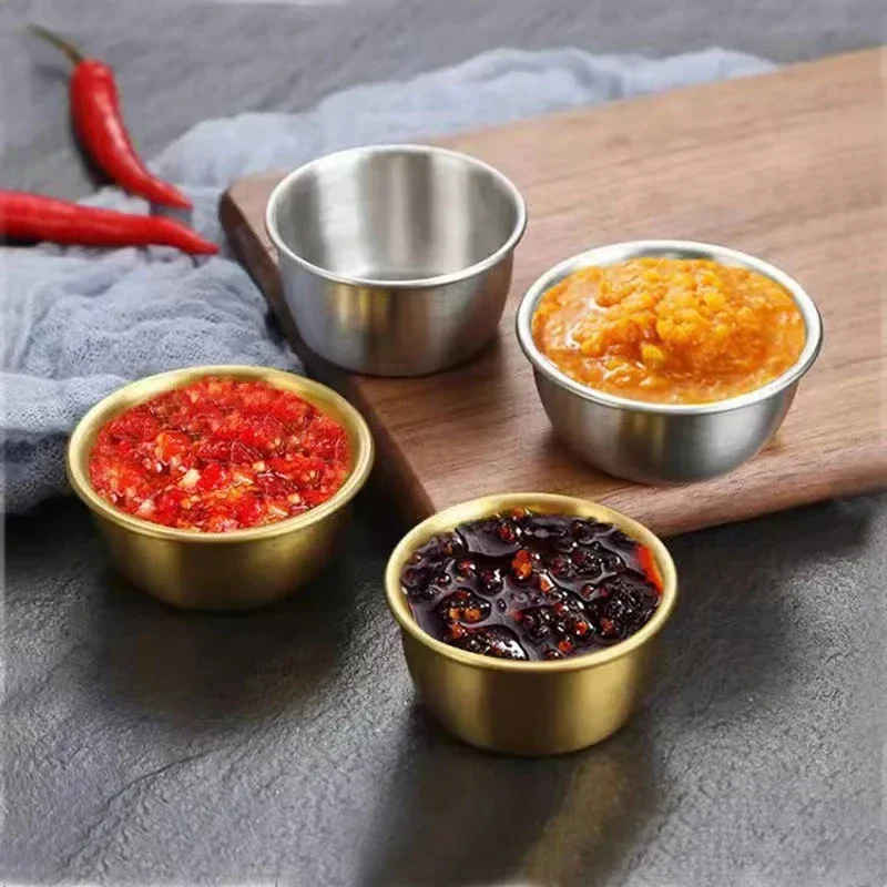 Kleine Gewürzschale aus Edelstahl 304, für die Küche, Saucenbecher, Ketchup-Teller, Vorspeisenteller, Sushi-Essig, Sojabattenschale