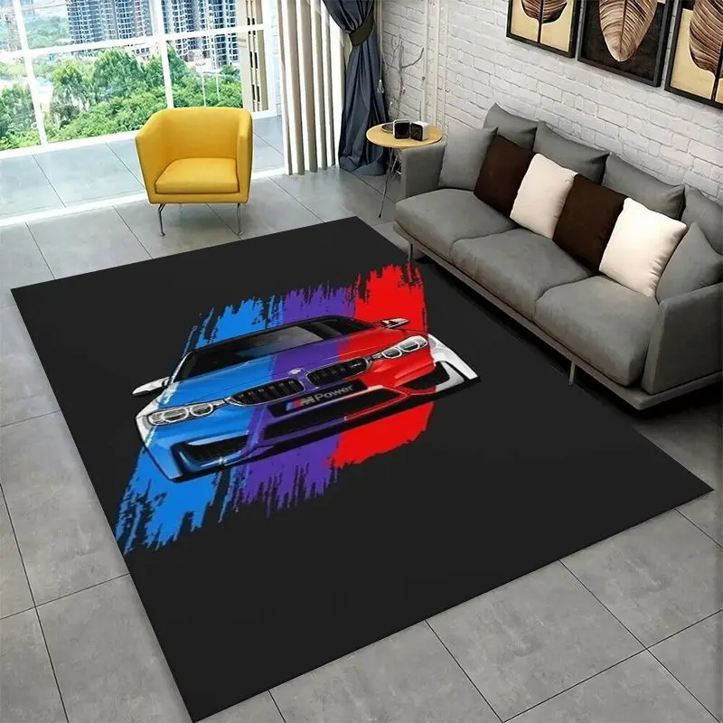 Racing Car B-BMW Retro Non-Slip Area Rug for Living Room,Bedroom,Playroom,Soft Carpet Floor Mat Home Decor Rug Kids Room Gift