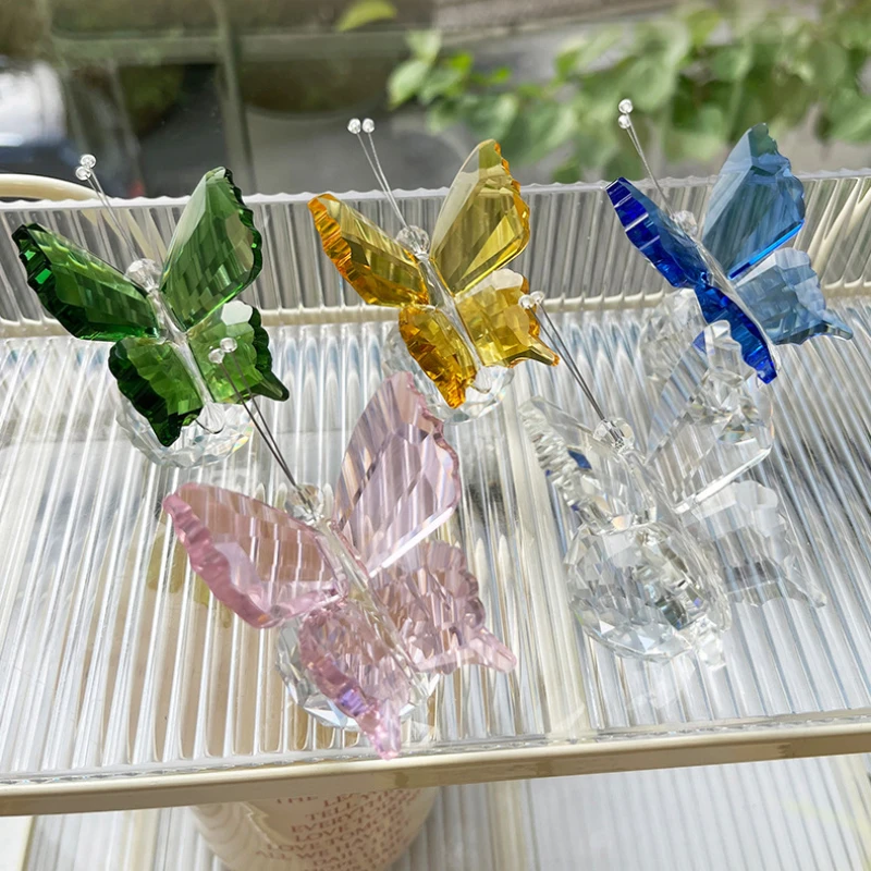 Crystal Handicrafts Three-dimensional Butterfly Ornaments Souvenirs Small Gifts Creative Home Counter Tabletop Decoration