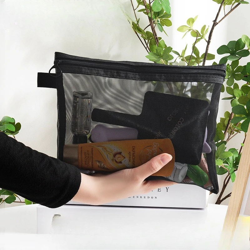 1pc Mesh Cosmetic Bag Travel Storage Makeup Bag Organizer Female Make Up Pouch Portable Small Large Toiletry Beauty Case