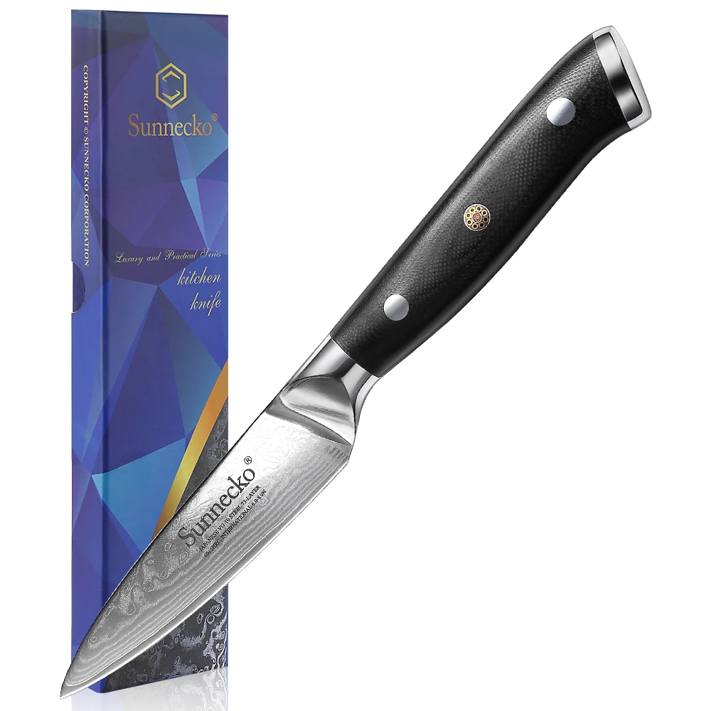 Classic 3.5 Inch Fruit Paring Knife Razor Sharp Chef's VG10 Damascus Steel Blade Cut Small Peeling Kitchen Tools G10 Handle