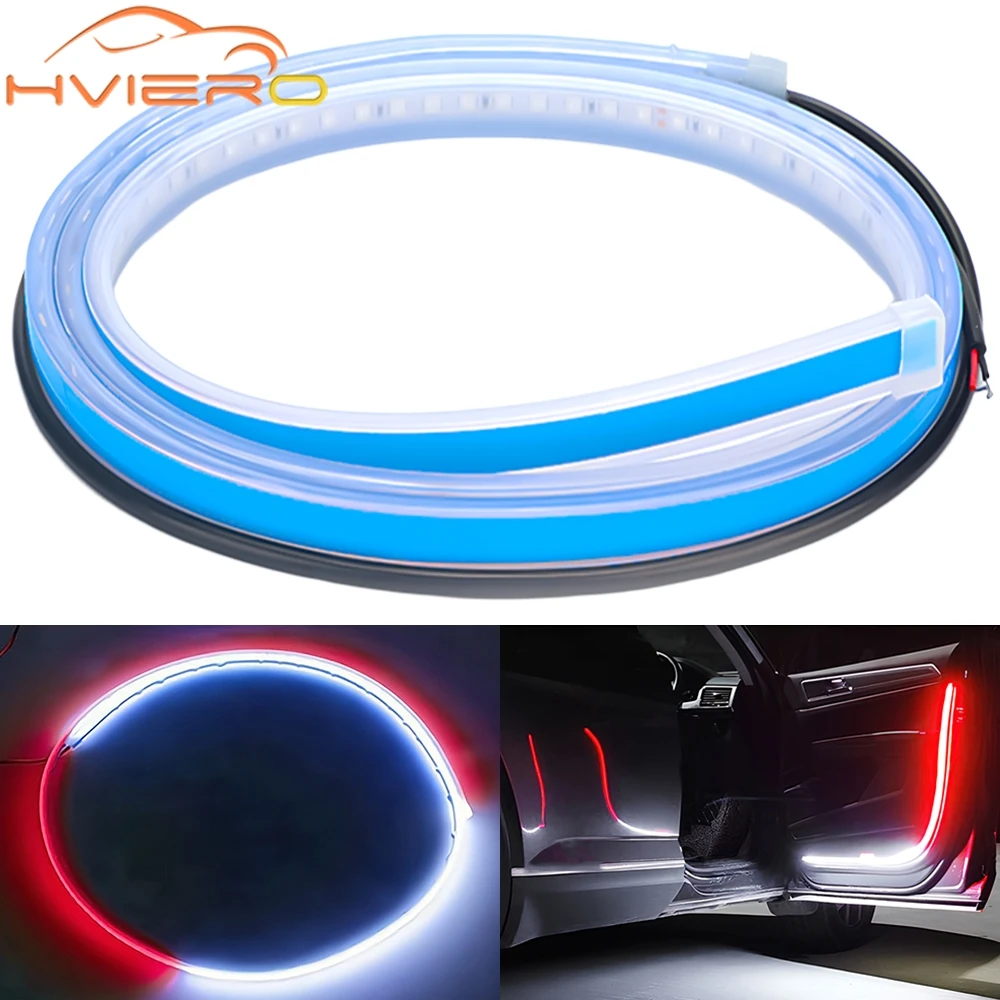 

LED Strip Car Door Lamp Strobe Warning Light Bar Flexible Waterproof 12V for Parking Anti-Collision Decoration Welcome Red White