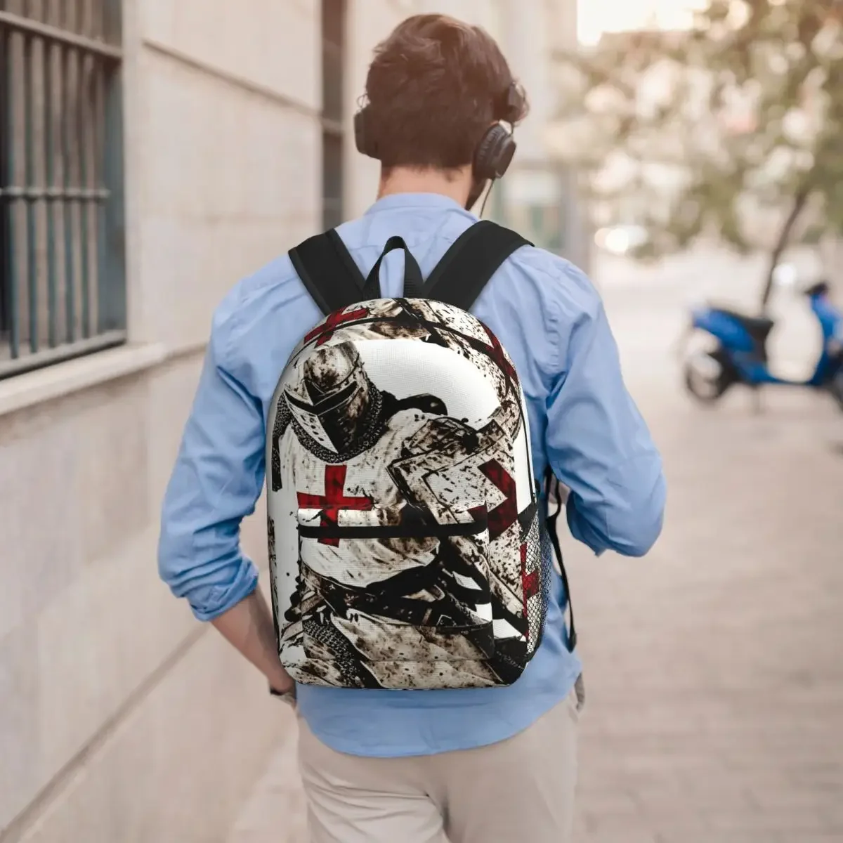 Medieval Knight Vintage Watercolor Art Student Backpack School Bag Hiking Travel Daypack for Boys Girls Bookbag Shoulder Bags
