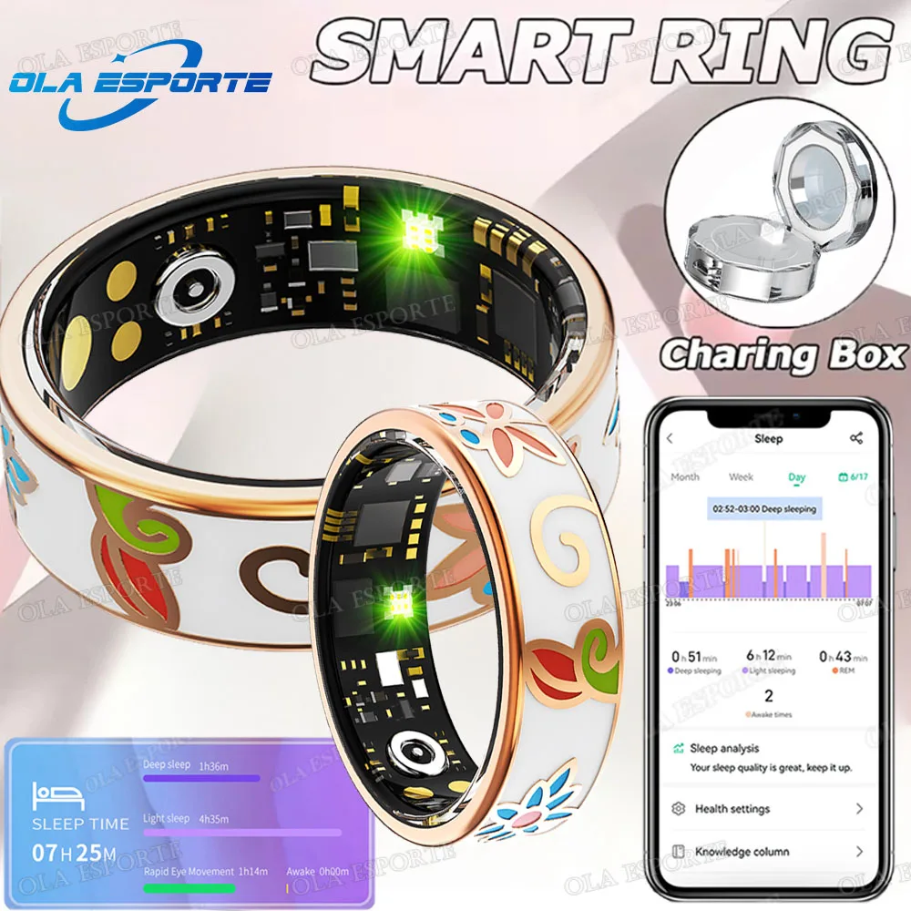 

Цветная эмаль, мастерство изготовления, умное кольцо для женщин и мужчин, мониторинг сна, измерение кислорода в крови, кровяное давление, несколько спортивных режимов