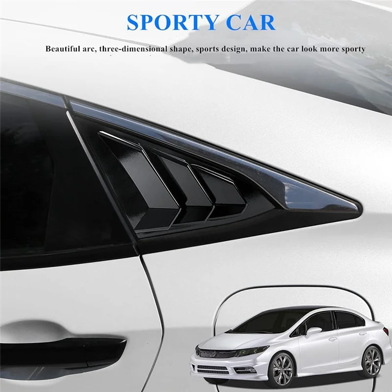 

2 шт. жалюзи заднего бокового окна, глянцевые черные автомобильные аксессуары ABS для Honda Civic Sedan 2016-2021, аксессуары, крышка вентиляционного отверстия