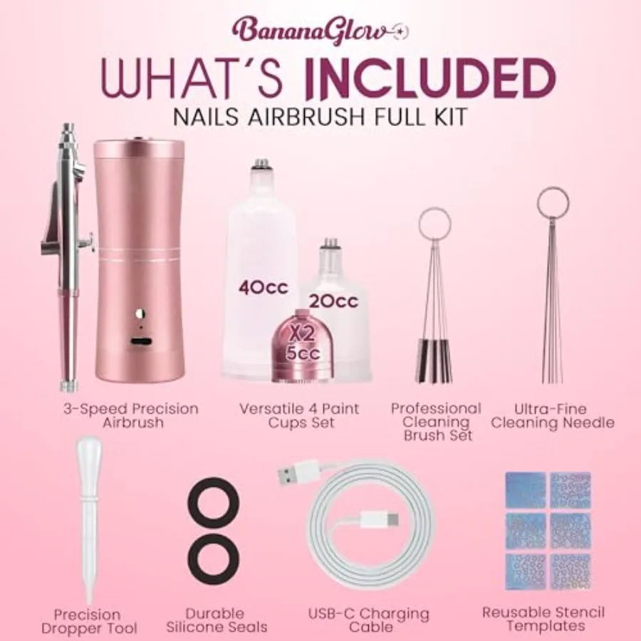 압축기가 포함된 네일 에어브러시 키트 48PSI 충전식 무선 전문 에어 브러시 세트(0.3mm 노즐 및 청소 도구 포함)