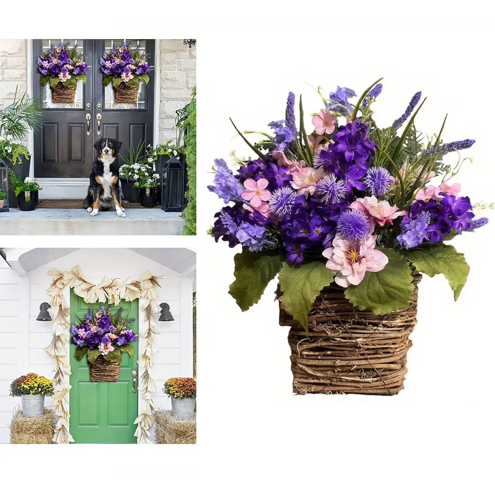 Wildflower Wall Decor Door Hanger Wreath Spring And Summer Hydrangea Blooms Artificial Wildflowers Plastic Material