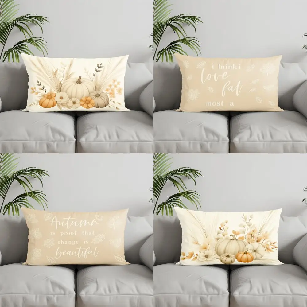 

Домашний декор, осенние тыквы, цветочная декоративная подушка, подходит для дивана, спальни, автомобиля, наволочка, прямоугольная подушка для спины
