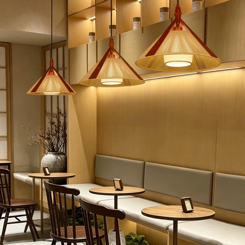 Medieval Vintage Hemp Rope Weaving Pendant Lights Designer Creative Hanging Lamps Living Room Bedroom