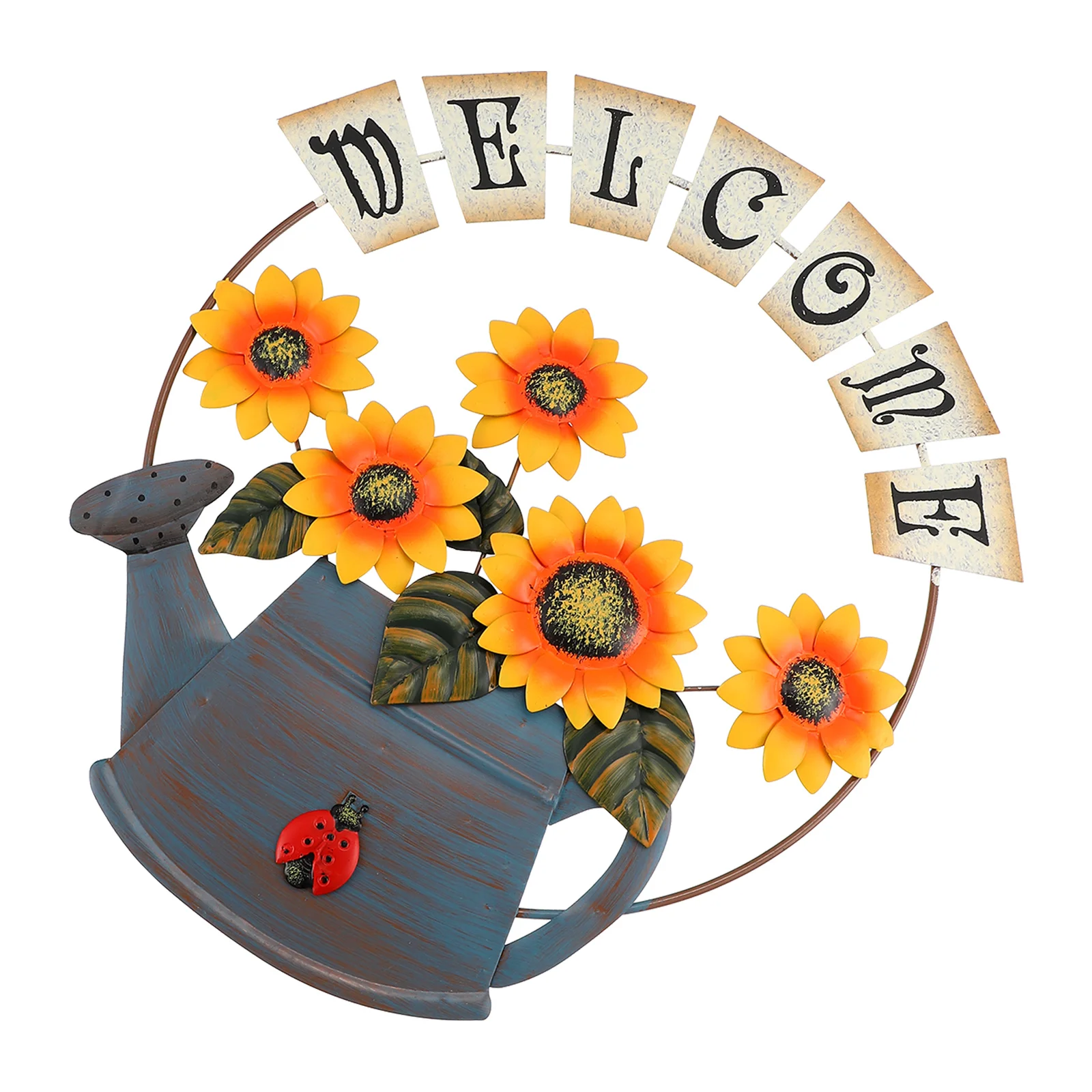 

Kettle Sunflower Wall Hanging Decor Iron Home Decoration Pendant for Indoor Outdoor Use Office Garden Display