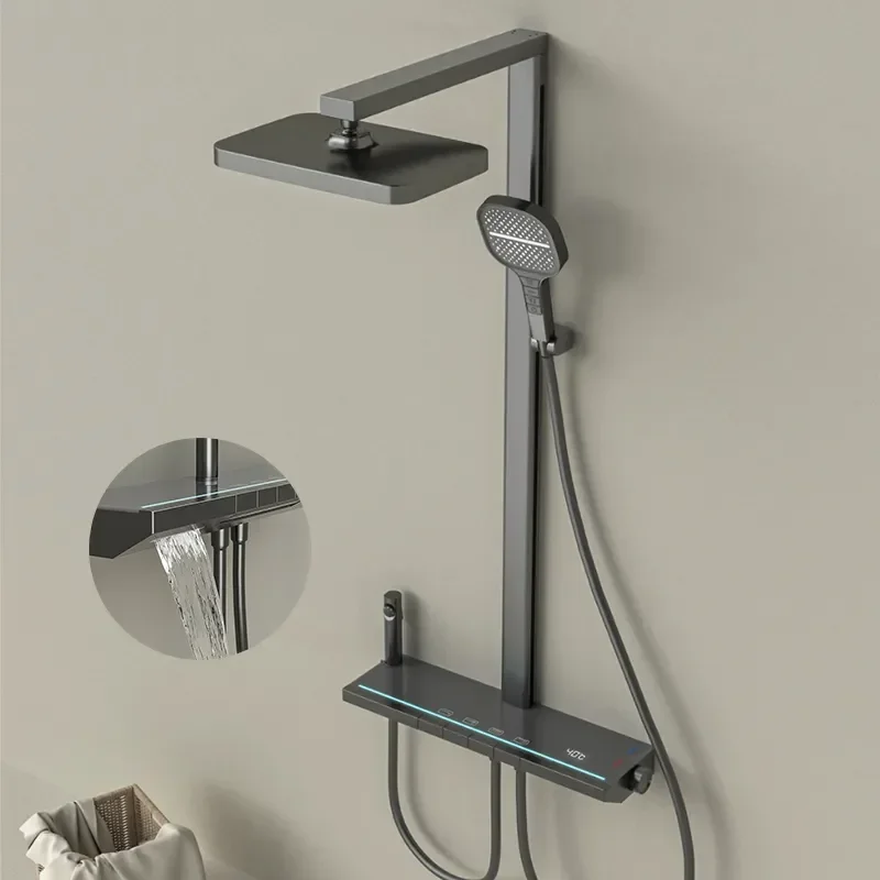 Piano Keys Shower System Set Ambient Light Temperature Display Modern Showers for Bathroom Household Shower Head