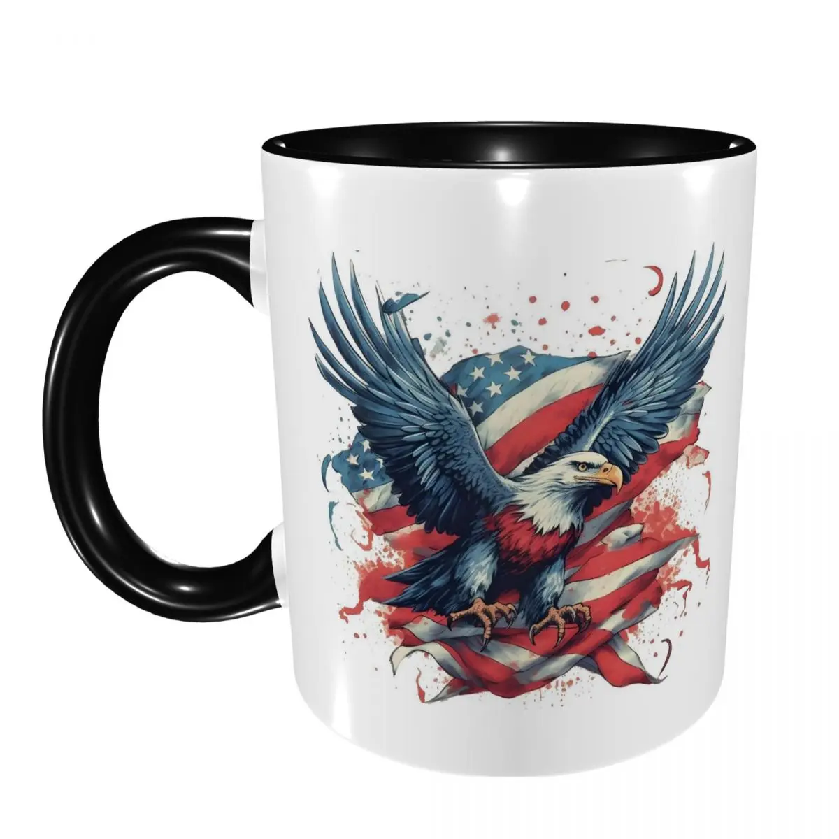 American Heritage Eagle With US Flag Wings Mug Funny Ceramic Coffee Cups Tea Mugs Milk Cup Drinkware Gifts for Friends