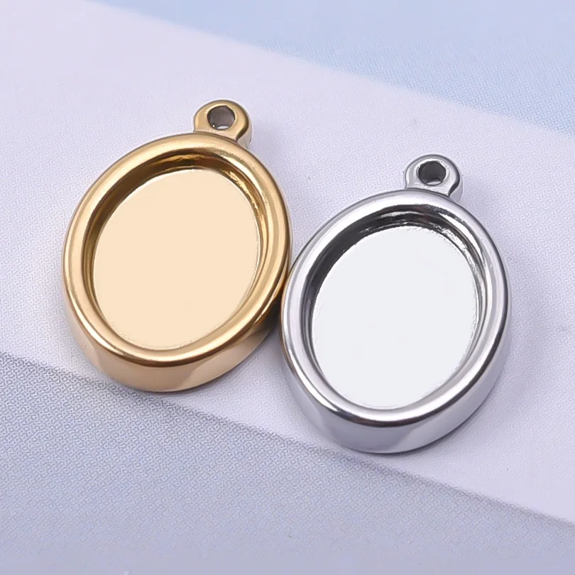 5 teile/los Edelstahl Runde Oval Herzförmige Tablett Anhänger Basis Einstellungen Charms DIY Schmuck Machen Liefert Halskette Ohrring – Detail 19