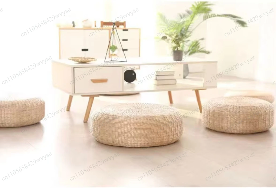 Hand Woven Natural Straw Tatami Seat Cushion, Meditation Kneeling Prayer Mat, Home Decor
