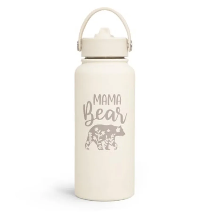 

Mom Water Bottle, Mama Bear Bottles 32oz Stainless Steel Insulated with Lid, Mom Gifts from Daughter Son, Gifts for Mother's Da