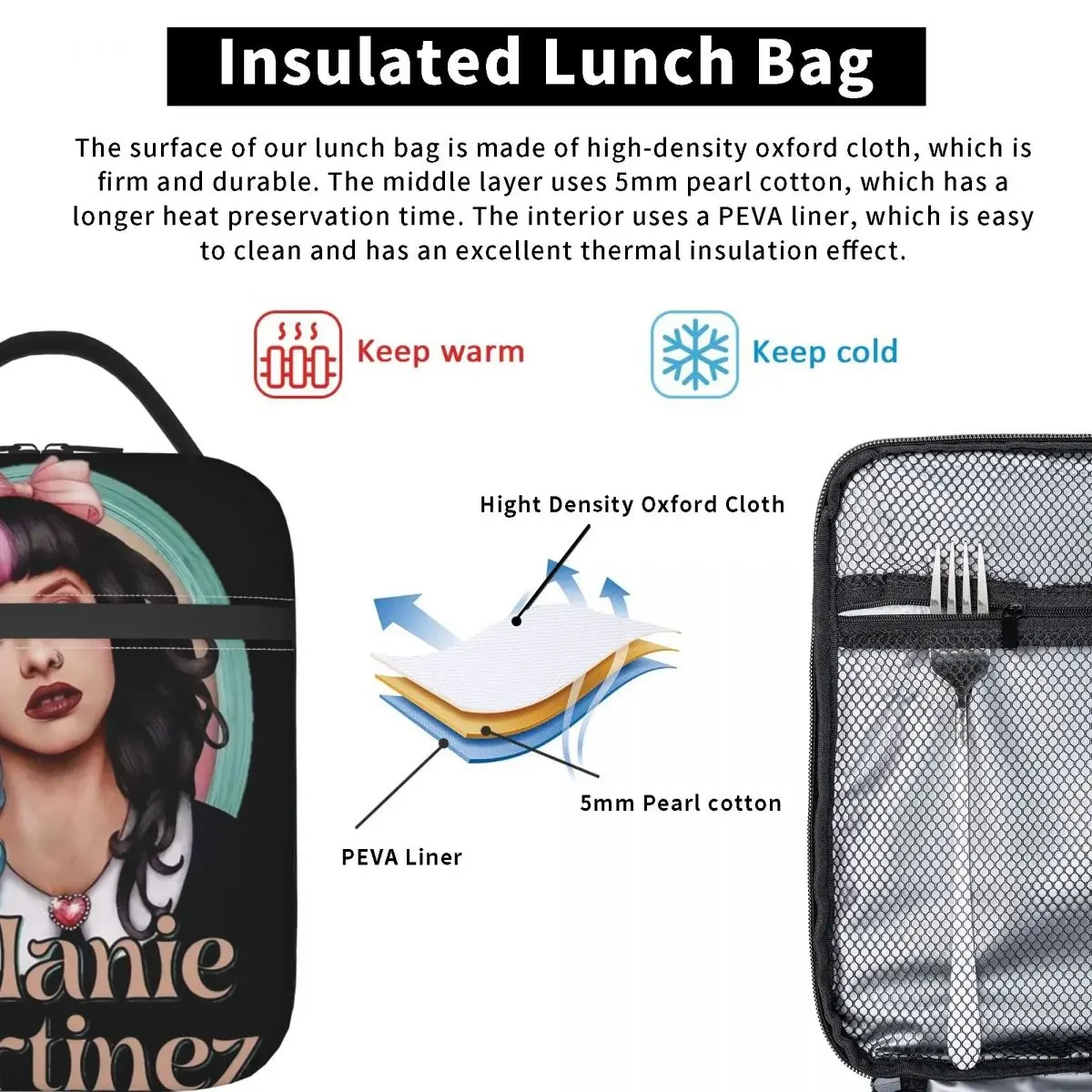 Melanie Martinez Face Insulated Lunch Bag For School Office Crybaby Storage Food Boxes Portable Thermal Cooler Lunch Boxes