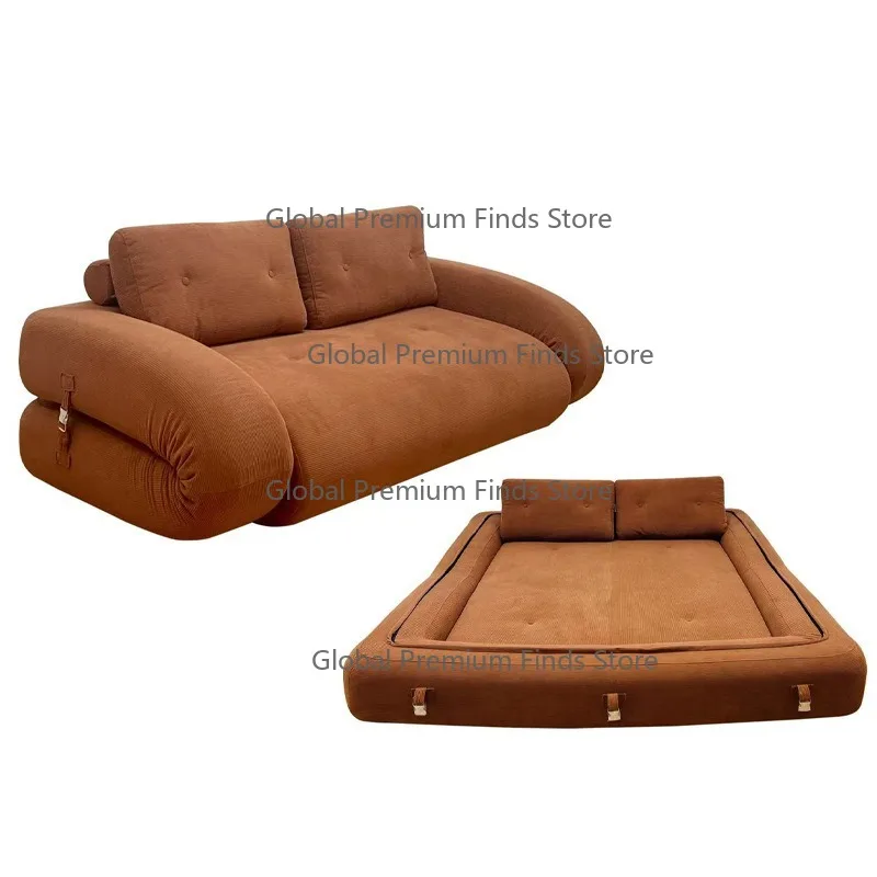 For One Seat Chenille Fabric Vacuum-Compressed Sofa Bed Frameless Design for Living Room/Balcony Tatami Simple Single