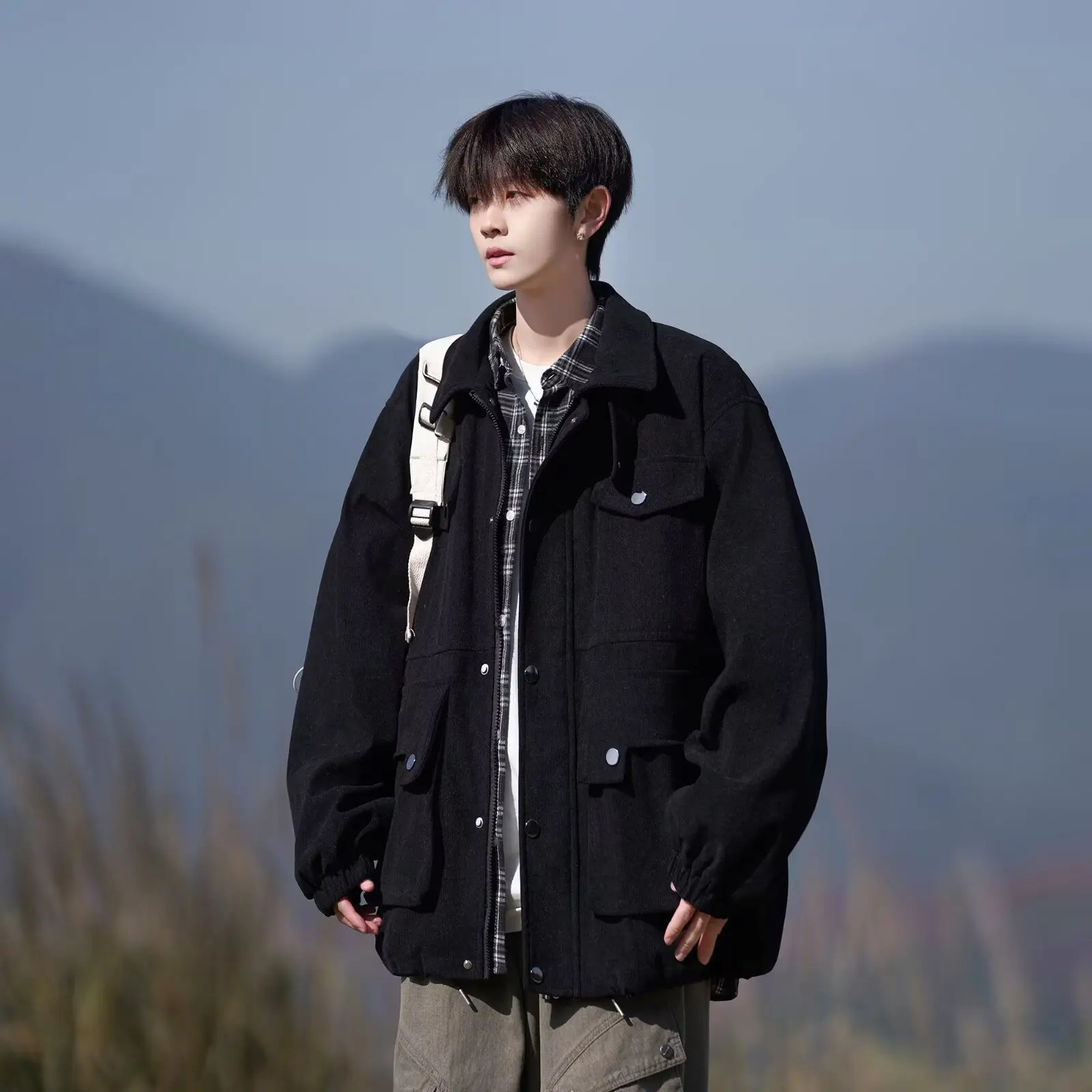 الأمريكية Sle سروال قصير الحظيرة Jaet الرجال ربيع الخريف جديد عصري الراقية الرجعية Merald عمال معطف فضفاض صالح المياه وا