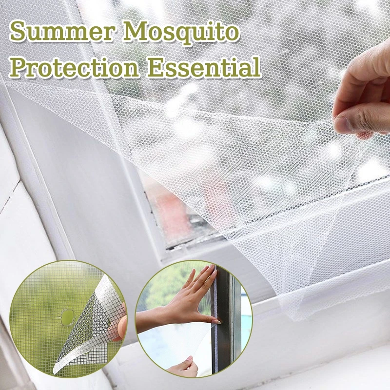 1-10PCS Home Window Mosquito Screen Thickened Polyester Self Adhesive with Velcro Simple Invisible Net for Insect Protection