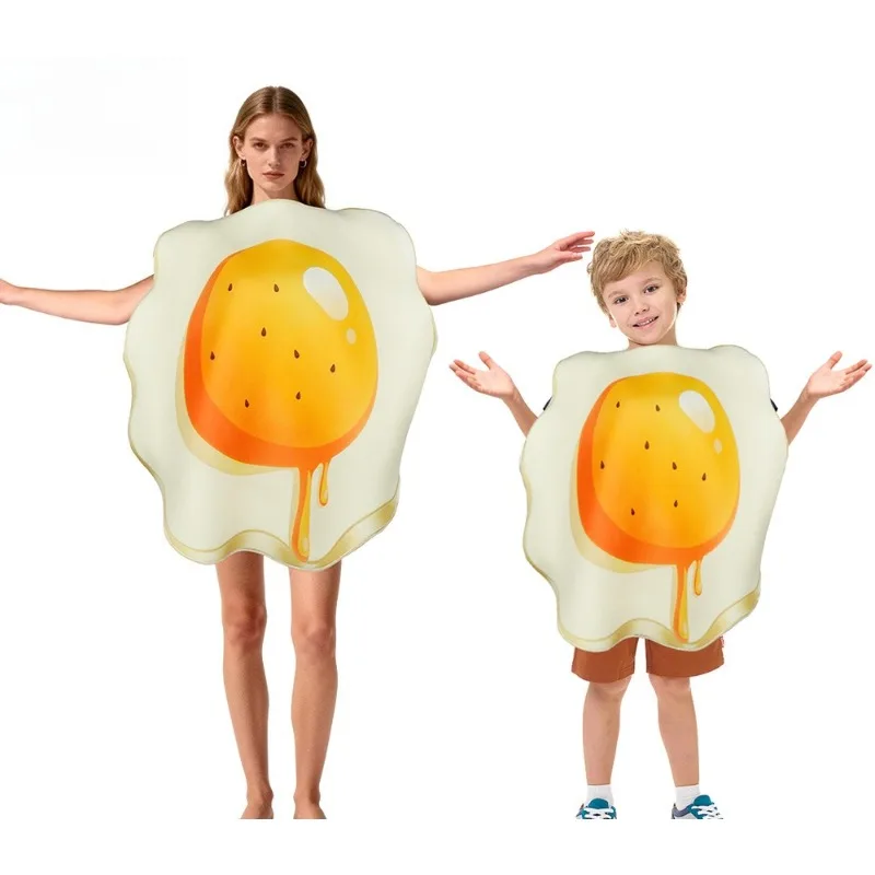 Disfraz de Halloween, Divertido Mono con Estampado de Huevo Cocido, Traje para Fiesta Temática de Carnaval, Disfraces de Juego de Roles para Adultos y Niños