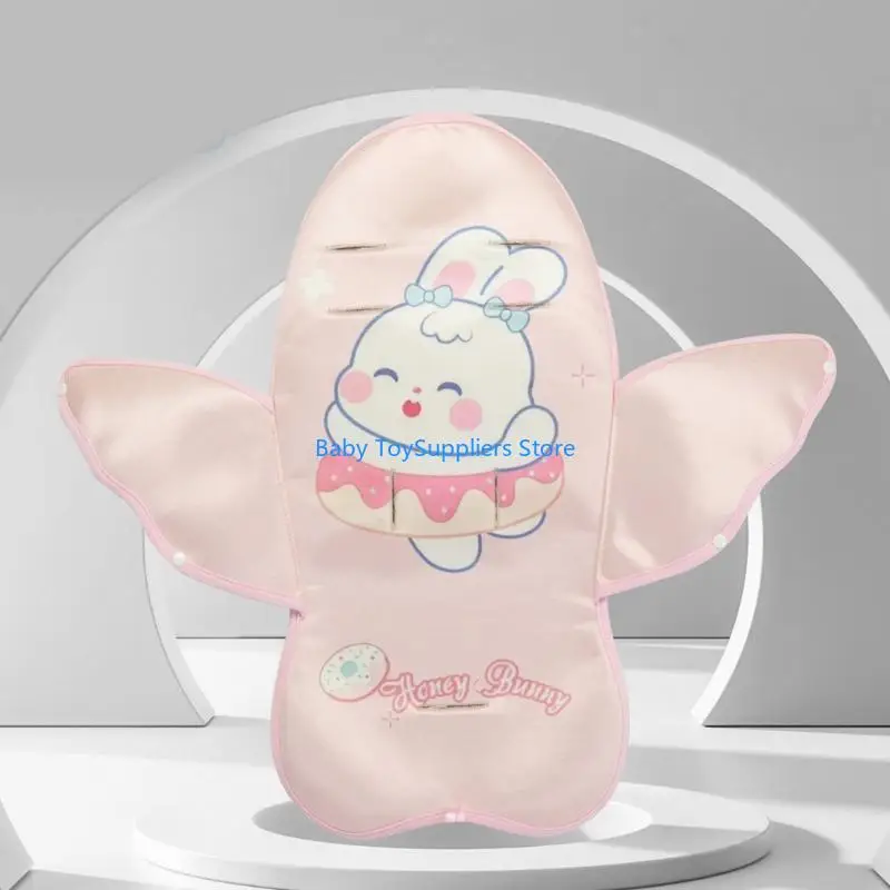 R1WF Cartoon Pattern Ice Silk Strollers PAD PAD يضمن ركوب الخيل المريحة للطفل مع أو بدون وسادة مسند الرأس