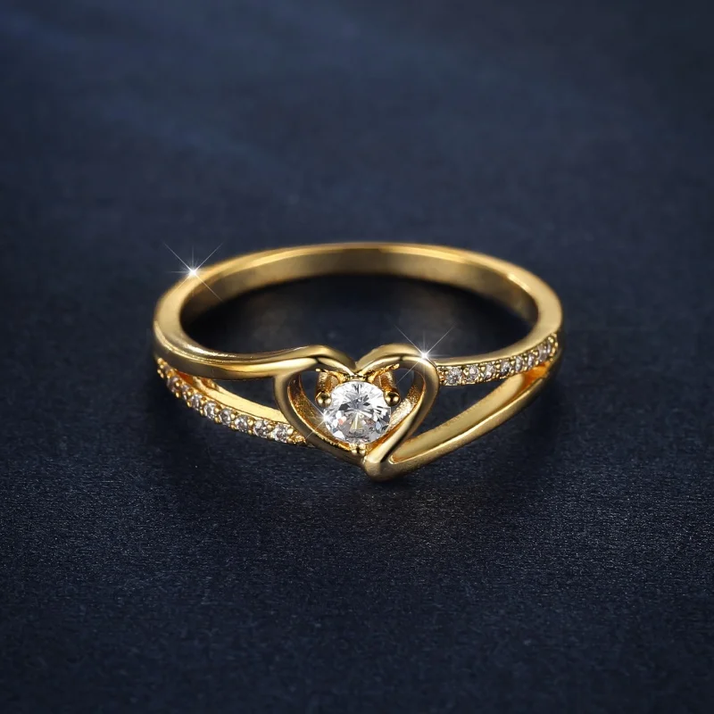 European and American Gentle Interweaving Love Zircon Ring with Simple Double-layer Diamond Arrangement Design Accessories