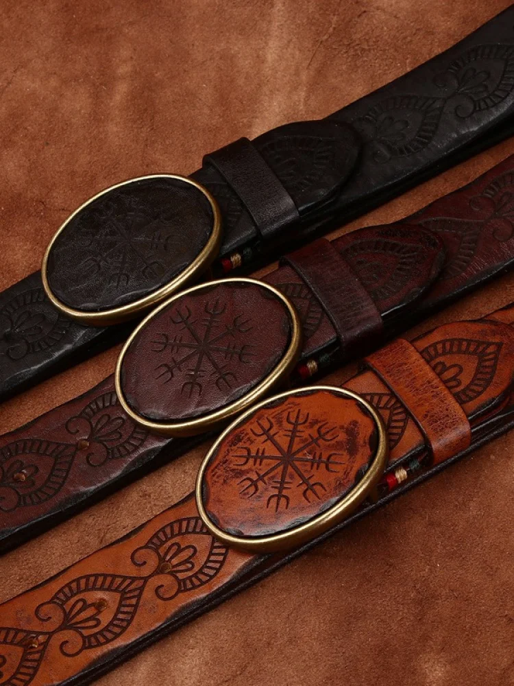 ceinture-en-cuir-pour-homme-style-retro-original-tendance-avec-motif-sculpte-et-boucle-lisse-en-cuir-de-vachette-pleine-fleur-boucle-a-ardillon-s