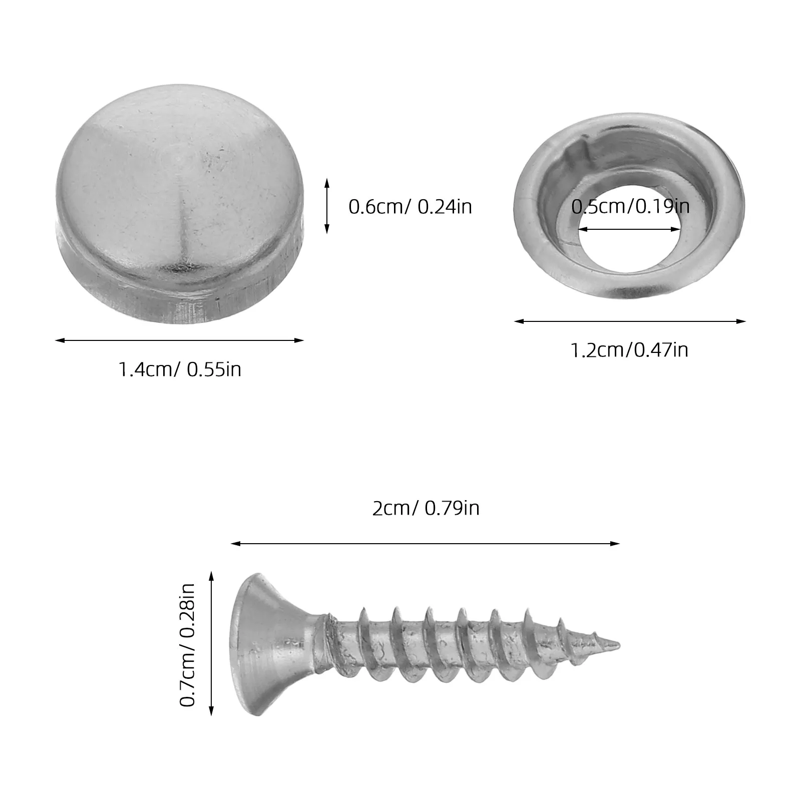 24Sets Brushed Stainless Steel Decorative Screw Covers Self-Tapping for Mirror Frame Cabinet Furniture Wall Fixing