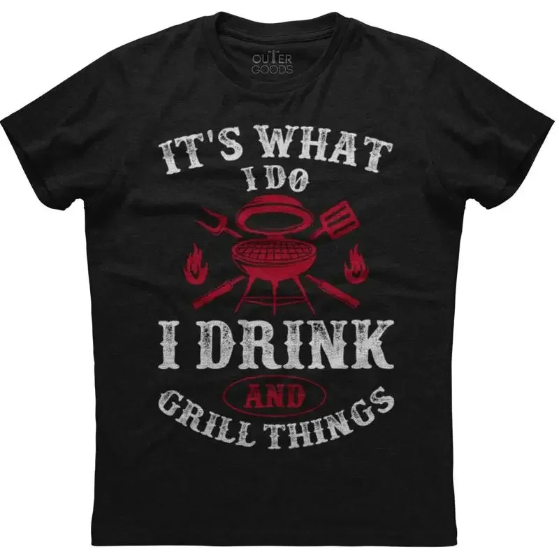 It's What I Do Drink Funny BBQ Pitmaster Herren-T-Shirt aus Baumwolle in Schwarz