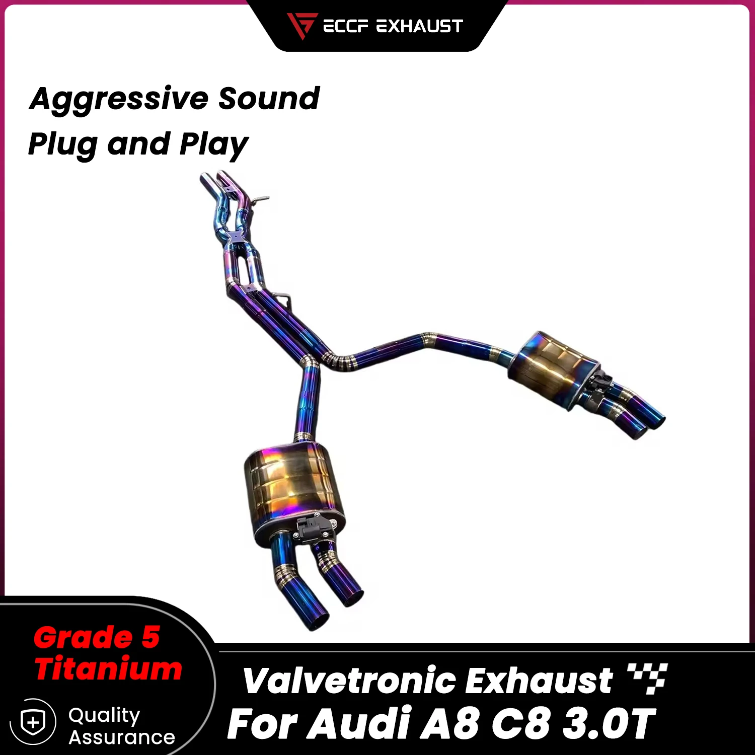 

Титановый выхлоп Valvetronic для Audi A8 C8 3.0T, обновление агрессивной звуковой производительности, простая установка