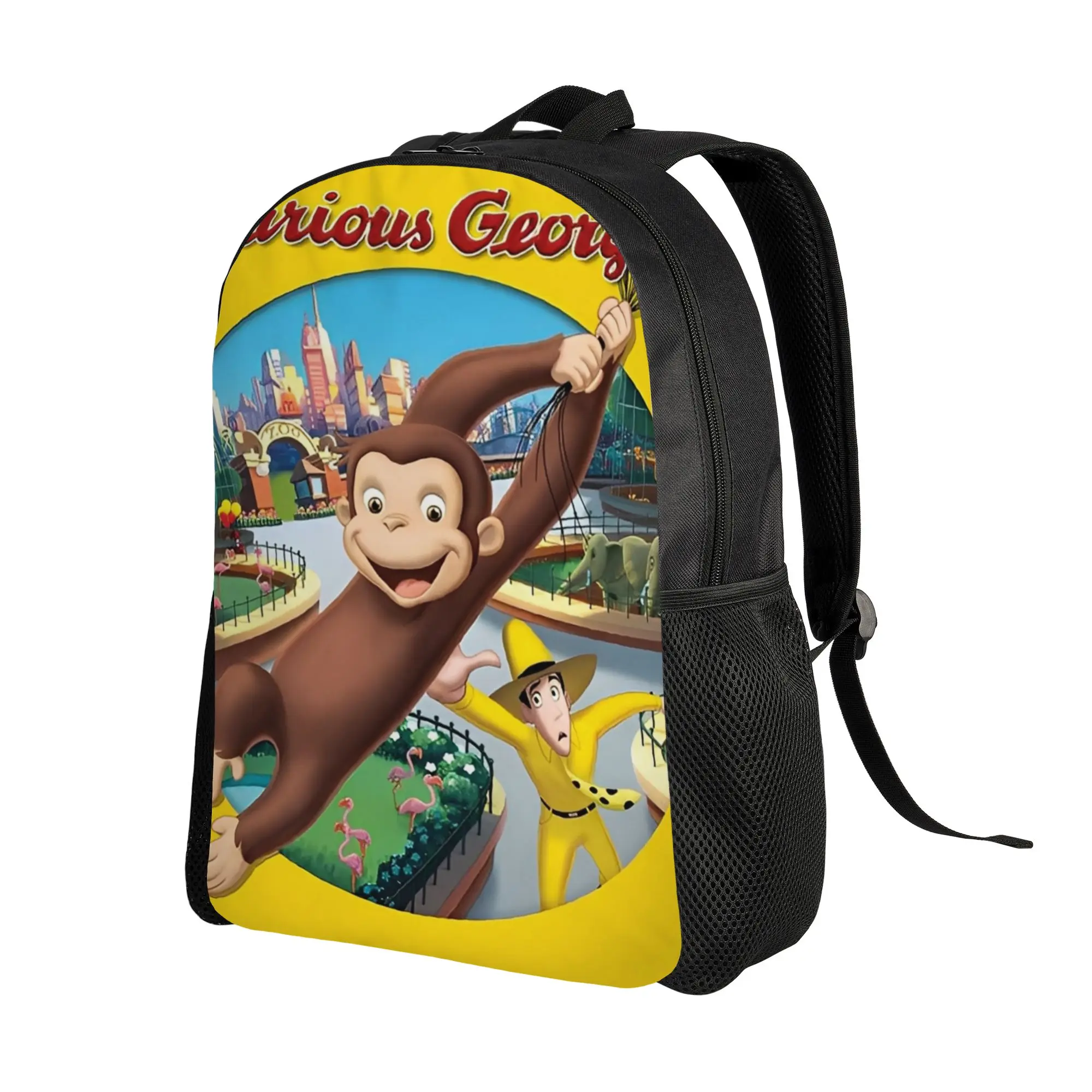 Cartoon Curious George Backpack  Pretty Backpacks Student Unisex Travel Durable High School Bags High Quality Rucksack