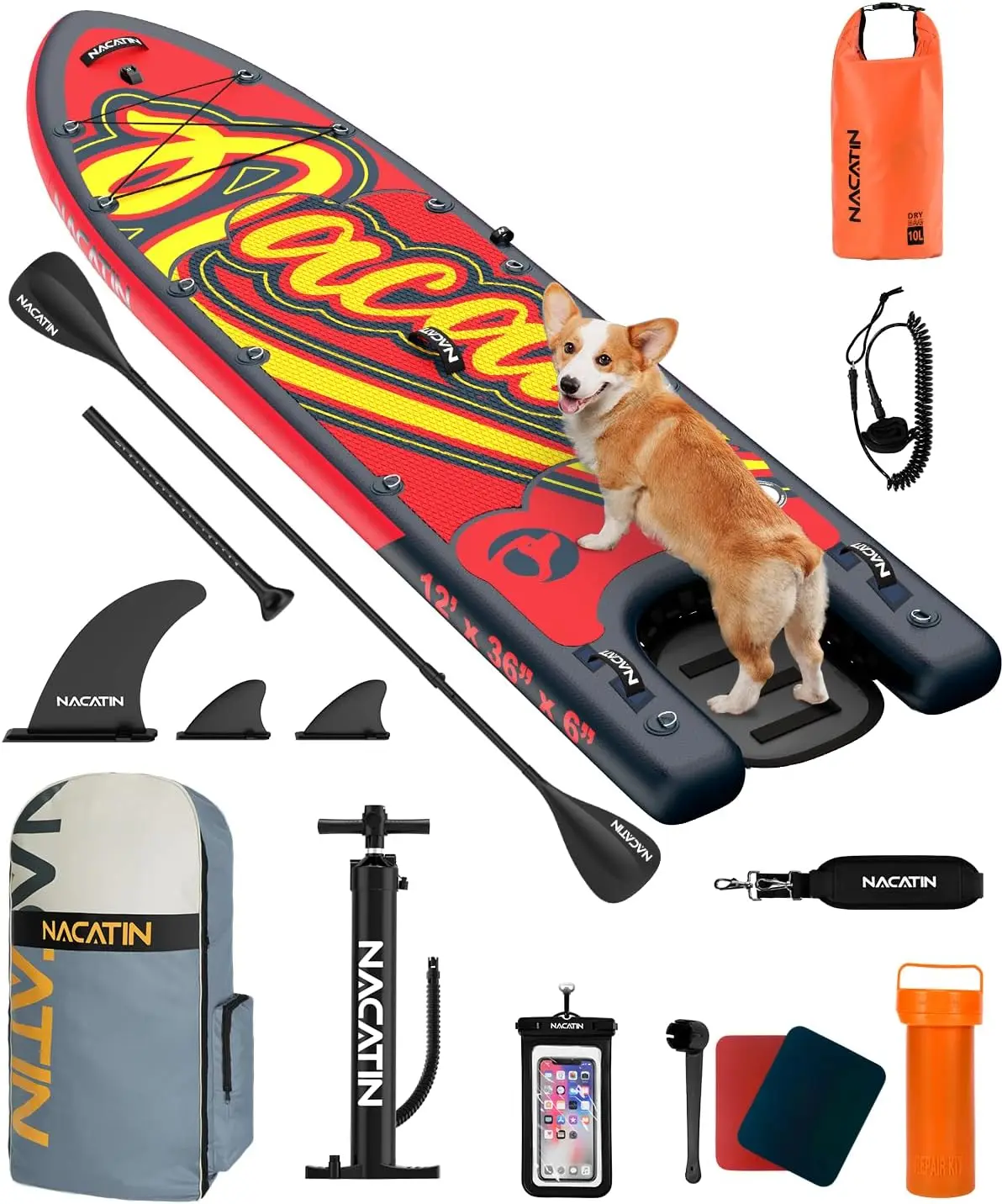 Inflatable Stand Up Paddle Board - Premium SUP Board with Dog Ramp Kit, Complete SUP Set Paddle Boards for Adults