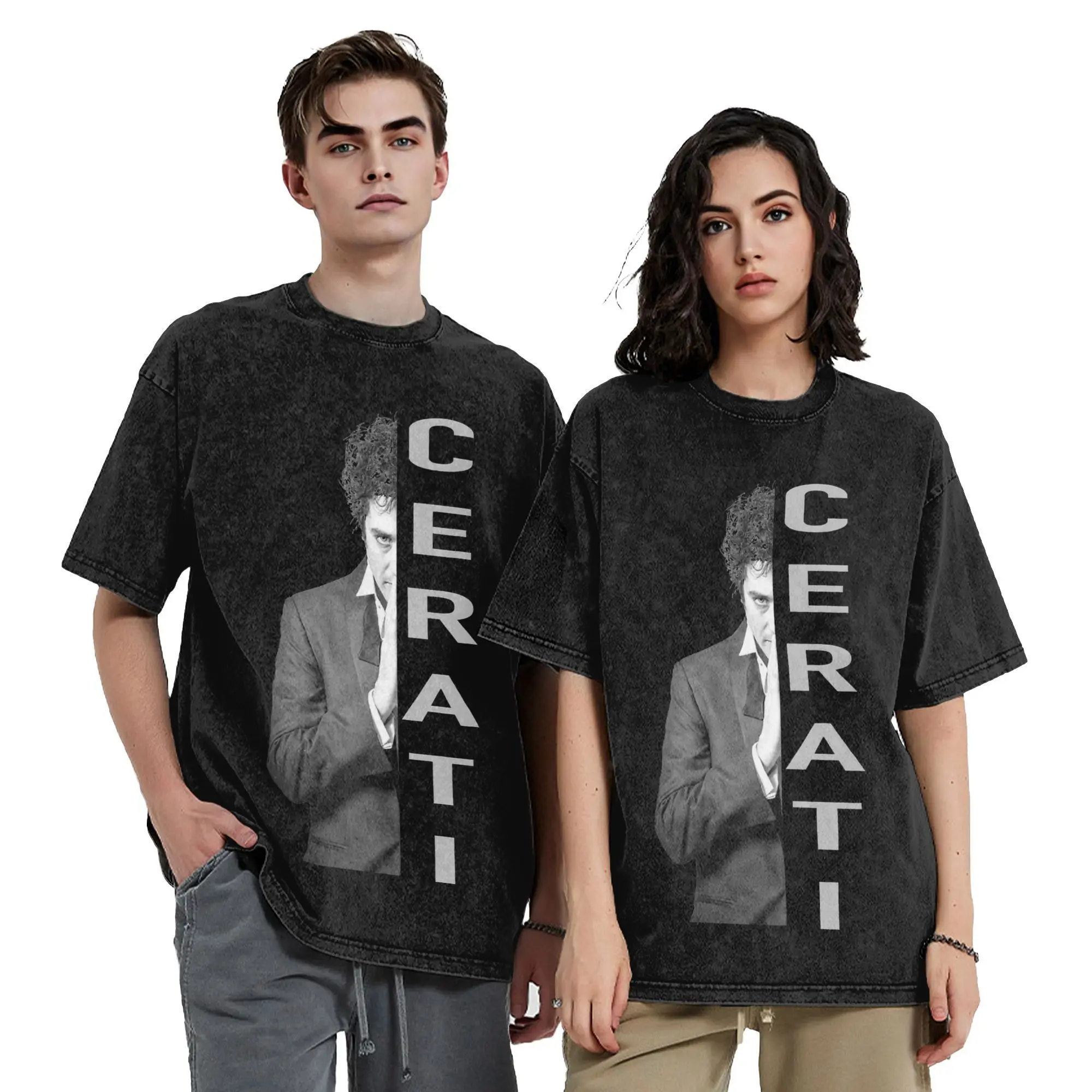Washed T Shirt Gustavo Cerati Soda Estereo Hip Hop Retro T-Shirt Streetwear 100% Cotton Printed Tee Shirt for Men Women