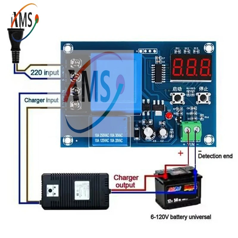 XH-M602 Digital Control Battery Charging Control Module AC 220V Lithium Storage Battery Charger Control Switch Protection Board