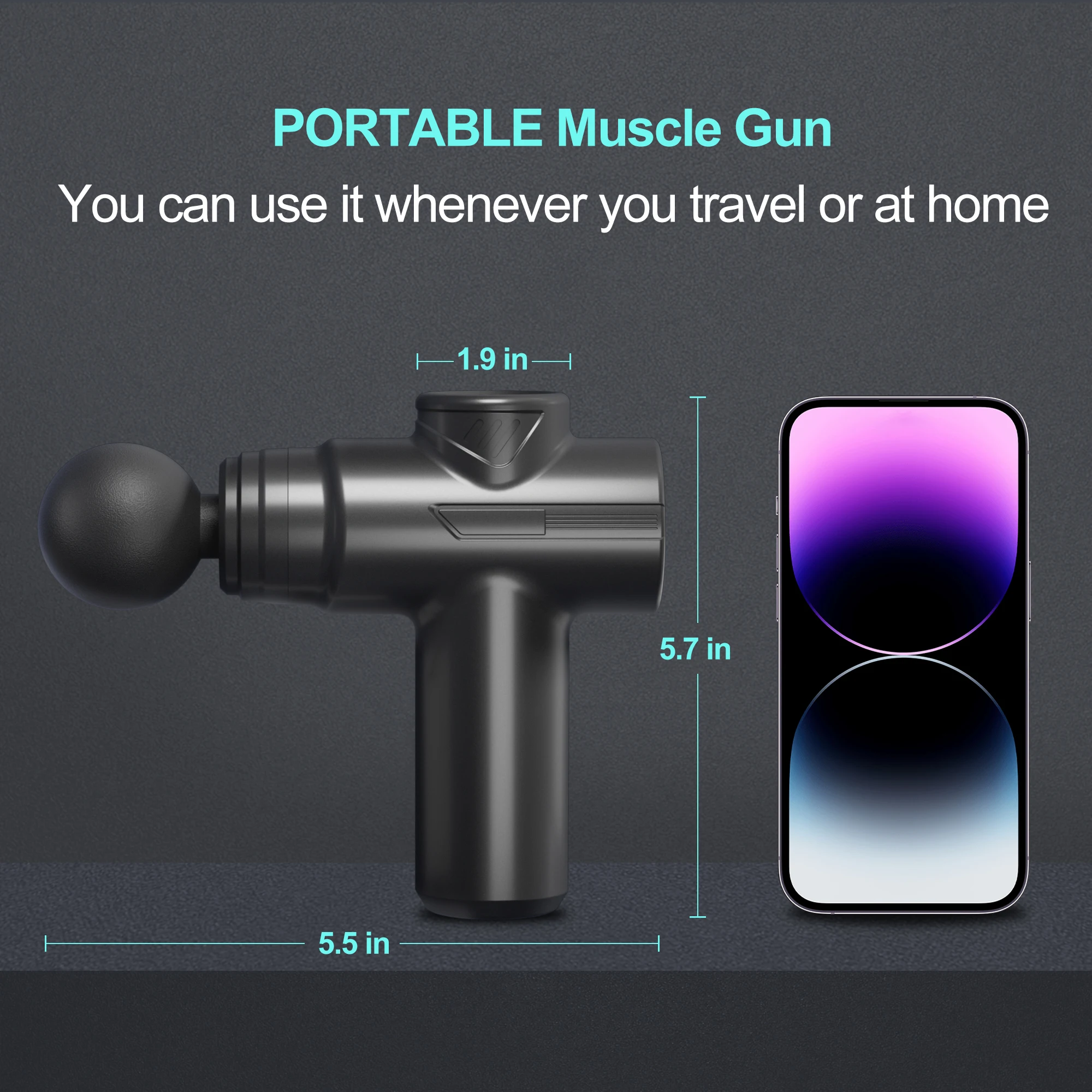 LEERCON Mini Massage Gun, 6 Speeds 4 Heads, Portable Fascial Gun Deep Tissue Massager, Muscle Fatigue Relief for Gym Travel, Gift