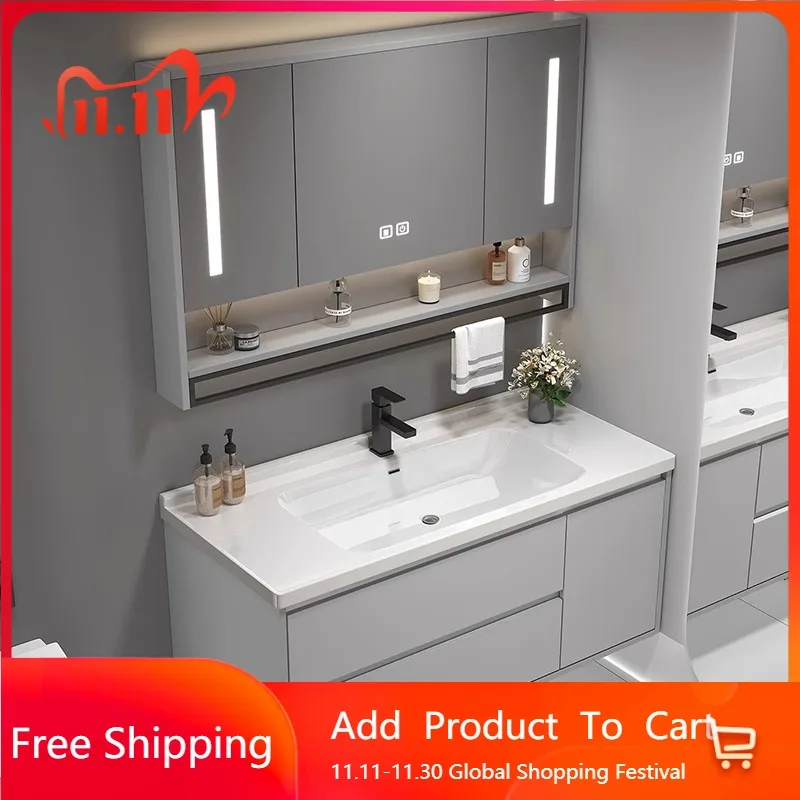 

Ceramics Toilet Bathroom Vanities Vintage Partition Vanity Grey Bathroom Vanities Light Storage Mobiletto Bagno Home Furniture