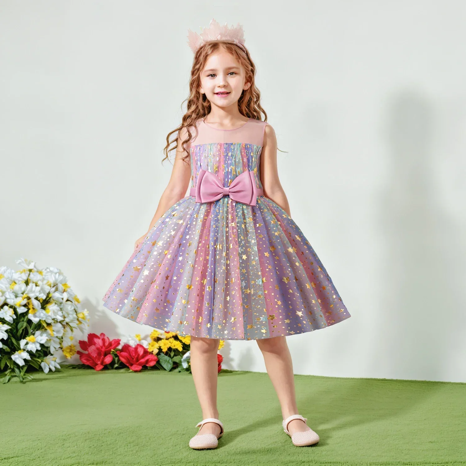 Girls Rainbow Unicorn Princess Dress Tutu Prom Gown for Kids 3-8Y Children Clothes Weddling Evening Formal Party Pageant Vestido