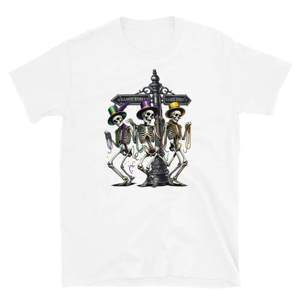 Mardi Gras Skeleton T-shirt - Carnival Party Novelty Unisex Graphic Tee