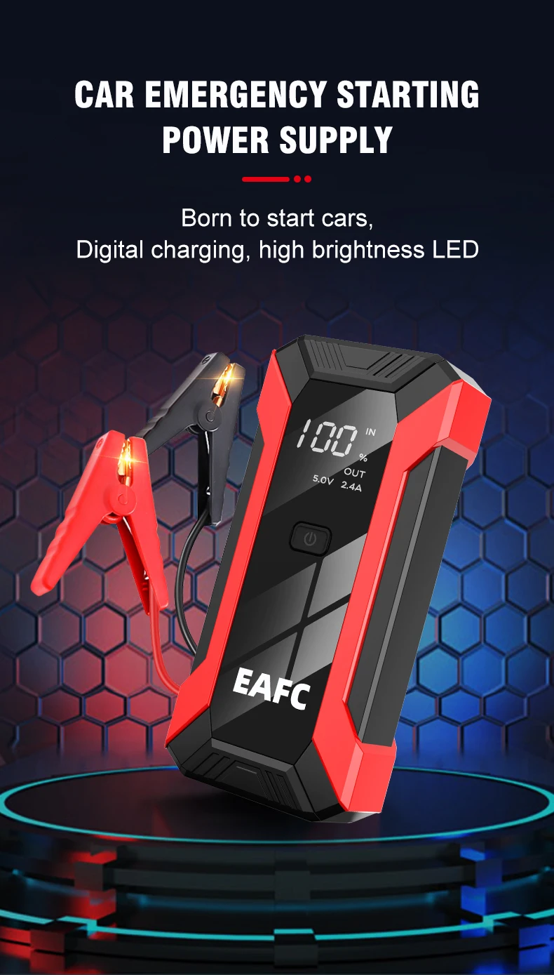 EAFC Auto Starthilfe Power Bank Spitzenstrom 1200A/2000A Tragbarer Auto-Booster Notfall-Batterieladegerät 12V Startgerät – Detail 9