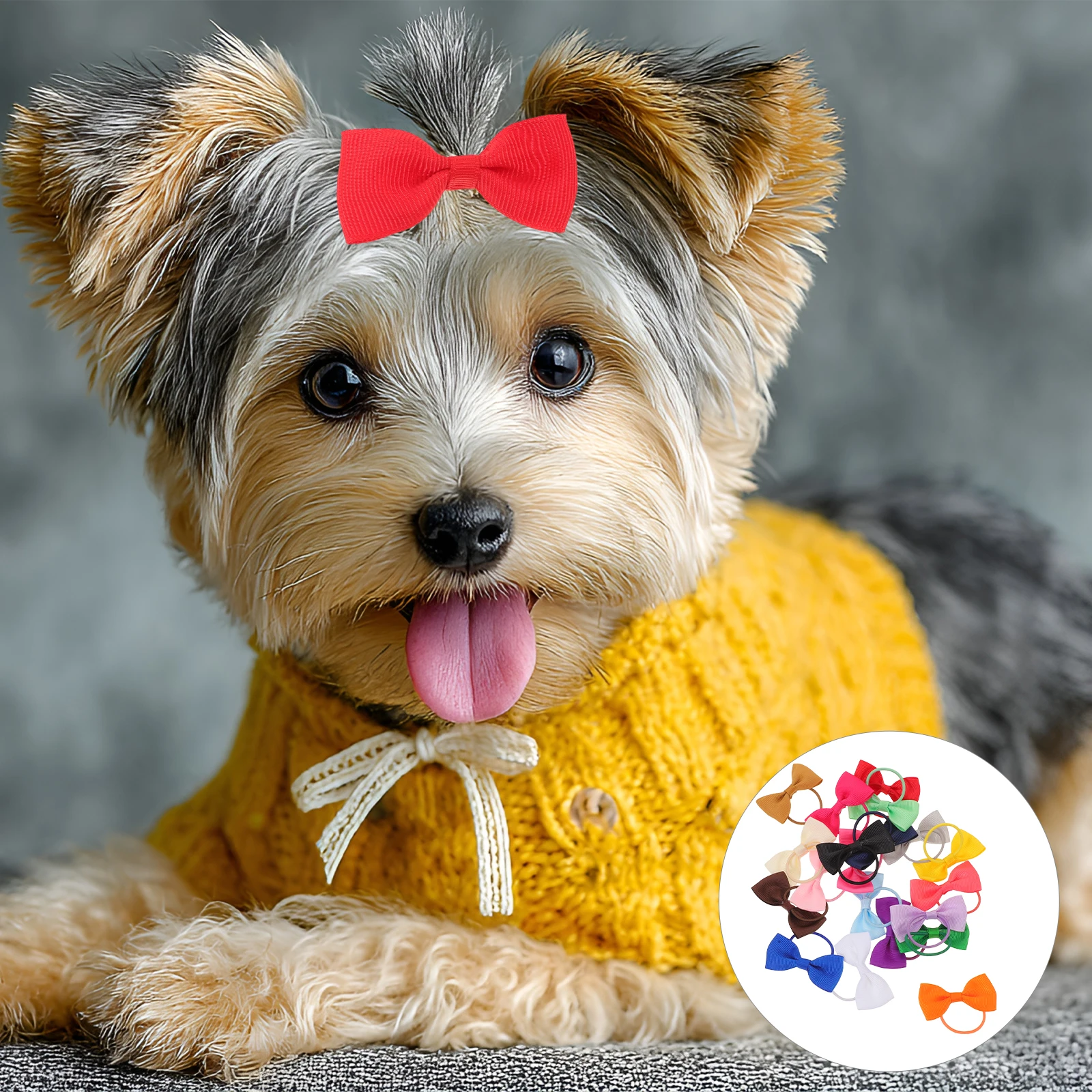 

40Pcs Dog Hair Bows Multicolor Cute Pet Bowknot Accessories for Small Puppies Yorkie Maltese Poodle Grooming Hair Clips