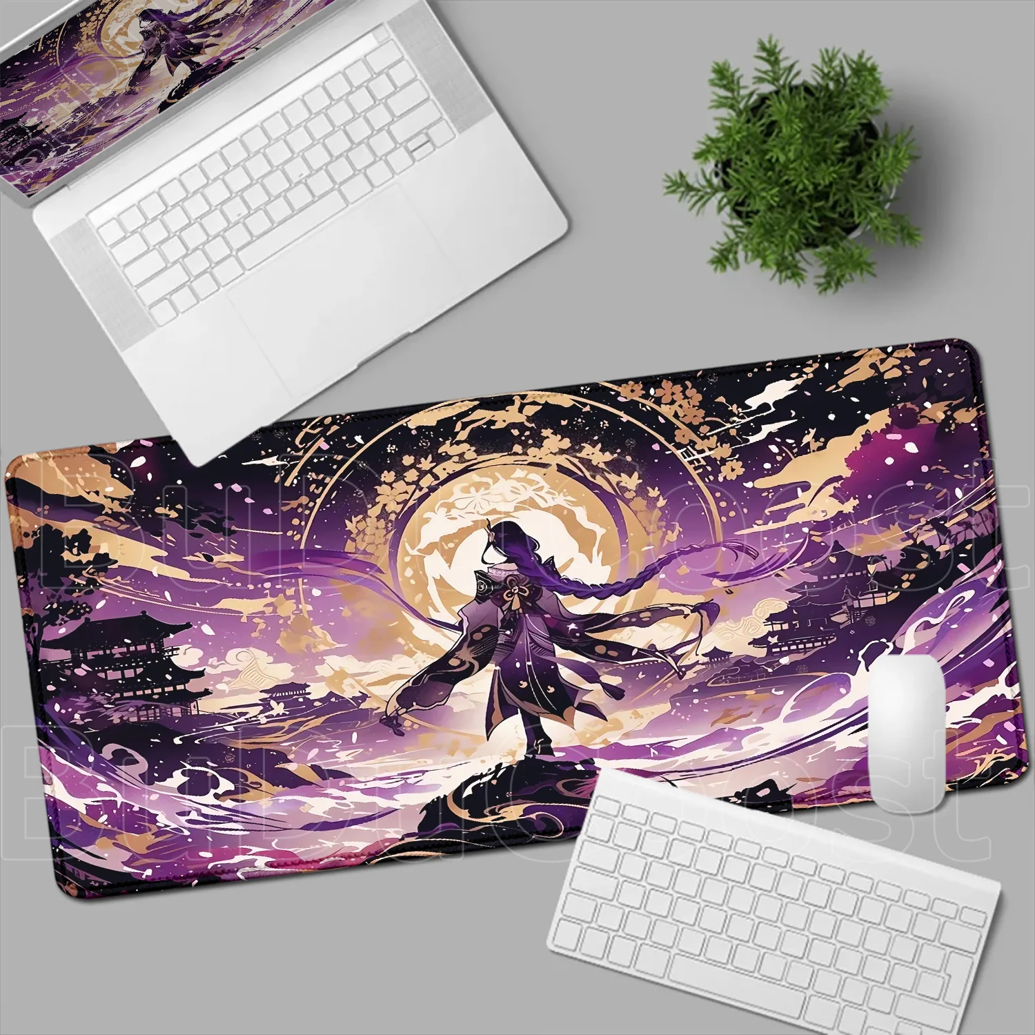 Genshin Impact Raiden Shogun Mouse Pad Xxl Computer Large Size Mousepad Non-slip Gamer Keyboard Mausepad 90x40cm Deskmat Carpet