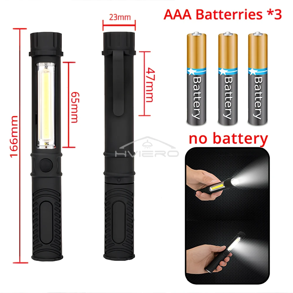 Multi-função cob led portátil mini caneta luz de trabalho tochas de inspeção base magnética à prova dwaterproof água usado para acampamento ciclismo barra