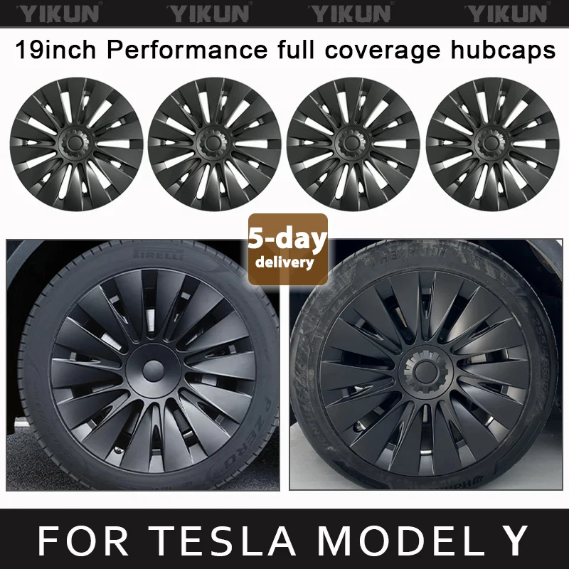 

4PCS Hub Cap for Tesla Model Y 19-Inch Hubcap Performance Replacement Wheel Cap Automobile Full Rim Cover Accessories 2018-2024