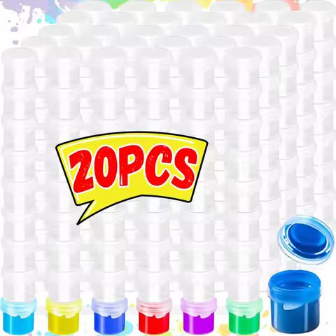 20/10pcs Empty Paint Box Mini Paint Cups Boxes Paint Storage Container Strip with Lids for Arts Crafts Painting Drawing Supplies